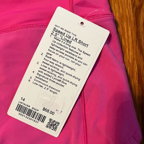 Lululemon Speed Up LR Low Rise Short 2.5" Lined SNCP Sonic Pink Size 14 NWT - Picture 5 of 9